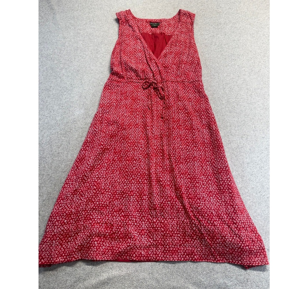 Eddie Bauer Red‎ Boho Maxi Dress Womens XS Sleeveless Wrap Look Tie Waist Flowy